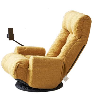 360 Degree Turning Chair, Adjustable Waist And Head, Yellow Metal, Soft Seat Padding Textile Cloth Material Metal Rotatable Chair With Head Waist, Long Sitting Comfortable