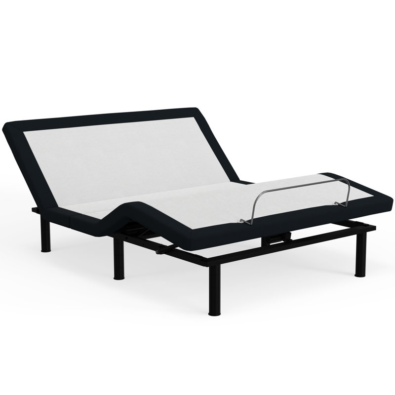 Base réglable grand zéro avec structure en métal et support de matelas pratique à distance - articulations du pied de la tête, boutons de mémoire, télécommande sans fil, gris