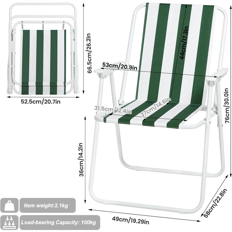Burnham Folding Camping Chair, Grey/Green