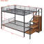 Lit superposé double en métal avec échelle de rangement latérale et garde-robe