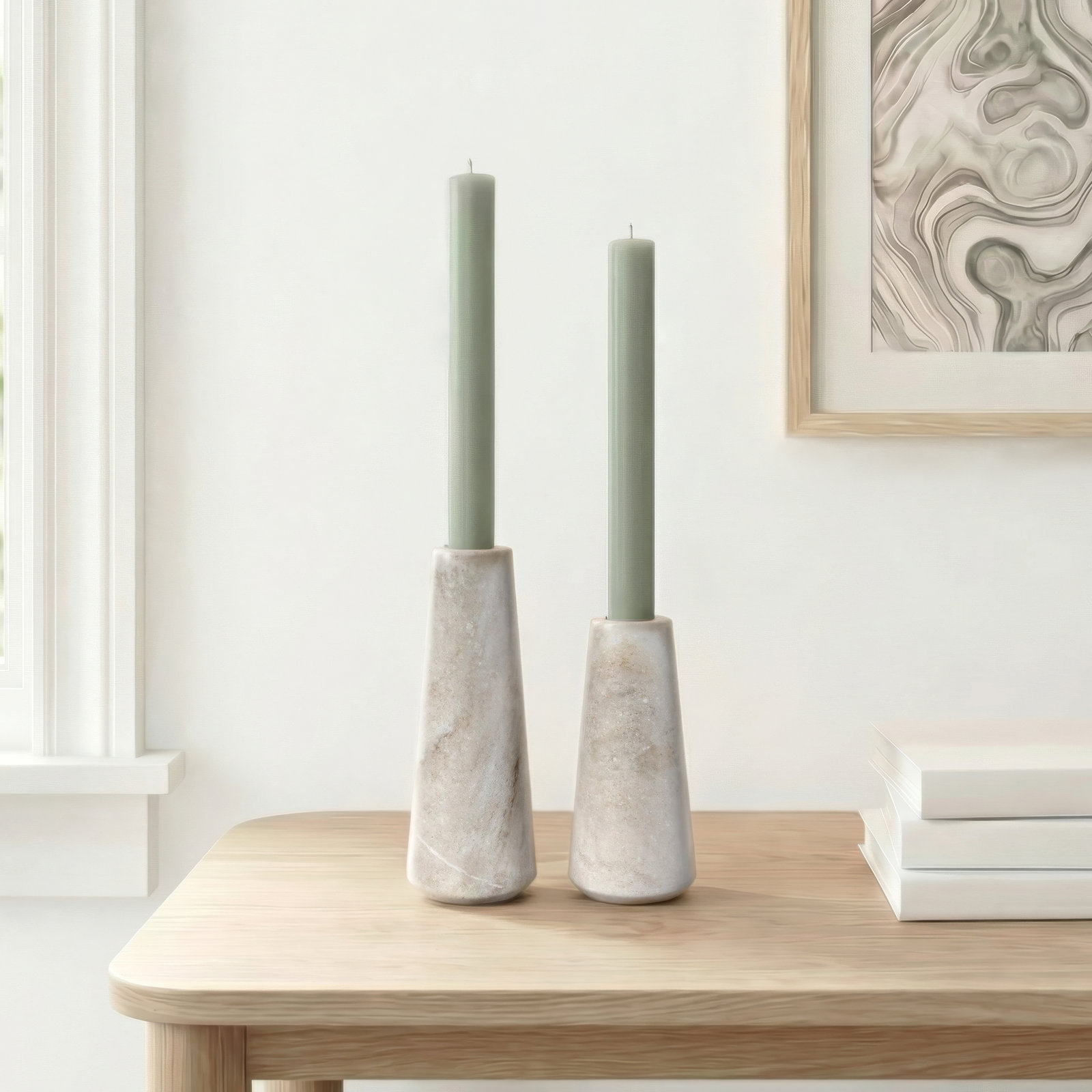 Tellis Genuine Marble Candlestick Holder