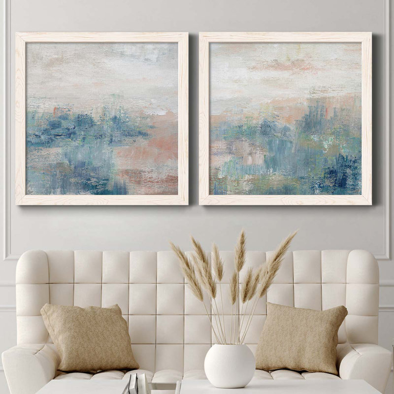 Cottage Grove I - ensemble de 2 peintures, Papier encadré blanc, H 31,5 po x l 63 po x P 1,5 po
