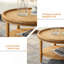 Table basse ronde Boho avec tablette de rangement et garniture perlée, table d'appoint à 2 niveaux pour un salon confortable et fonctionnel