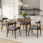 Ensemble de 2 chaises de salle à manger en bois d'hévéa avec dossier ergonomique et coussins de confort, noyer-2037302418
