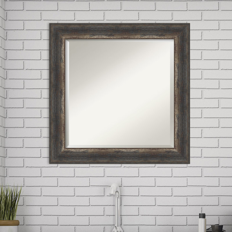 Miroir mural de salle de bain Roulston, Gris anthracite, 25 po x 25 po