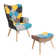 Hendel Upholstered Patchwork Armchair with Ottoman