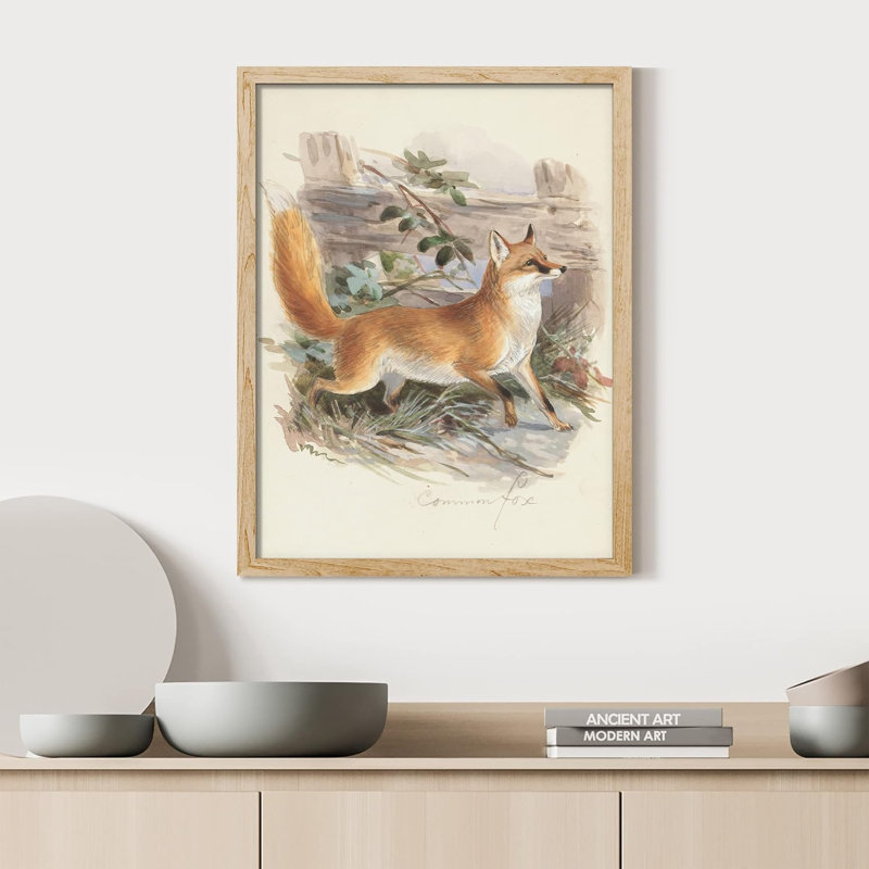 «Countryside Farmhouse Forest Fox», reproduction d'art sur toile, paysage naturel pour salon, encadrée sur papier, Naturel