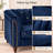 Navy Blue 3-Piece Living Room Set with Channel-Tufted Sofa, Loveseat and Armchair-87477460