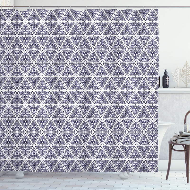 Ensemble de rideau de douche + crochets, H 69 po x l 70 po, Indigo foncé