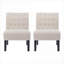 Ensemble de 2 fauteuils de chambre capitonnés traditionnels, siège d'appoint rembourré en tissu beige neutre pour la maison
