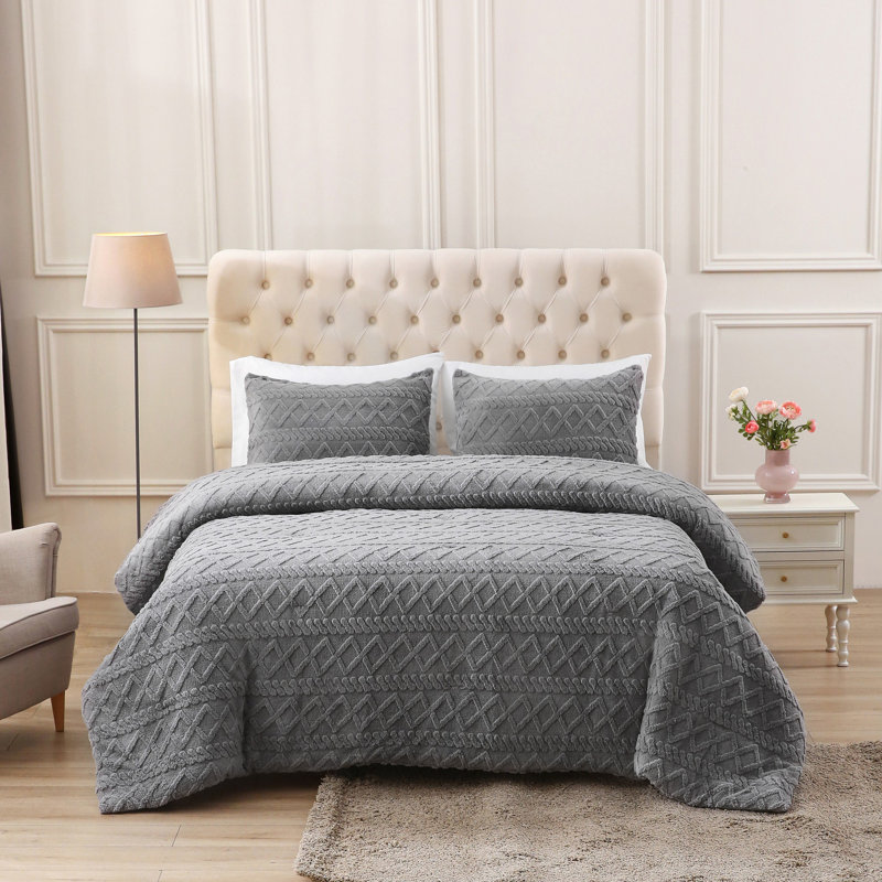 Polyester Comforter, Gray, Twin Comforter + 1 Twin Shams