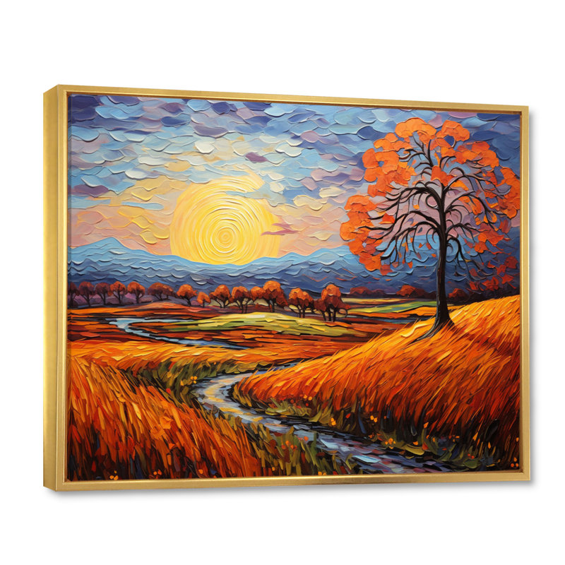 Vangogh Autumn Path II, H 24 po x l 32 po x P 1 po, Cadre flottant doré