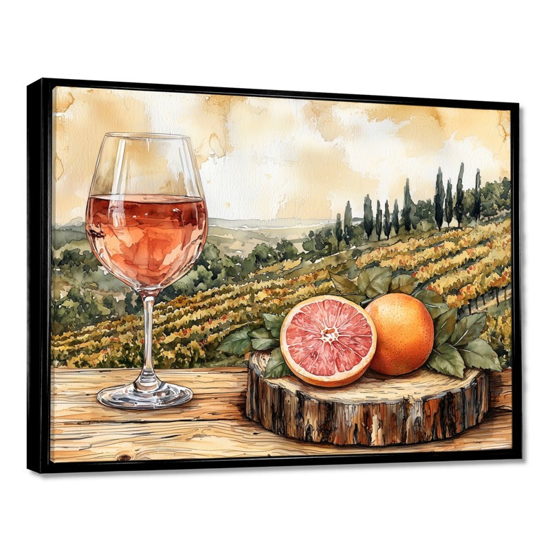 Birtie - Vineyard, art mural, H 30 po x l 40 po, Noir, Impression encadrée flottante