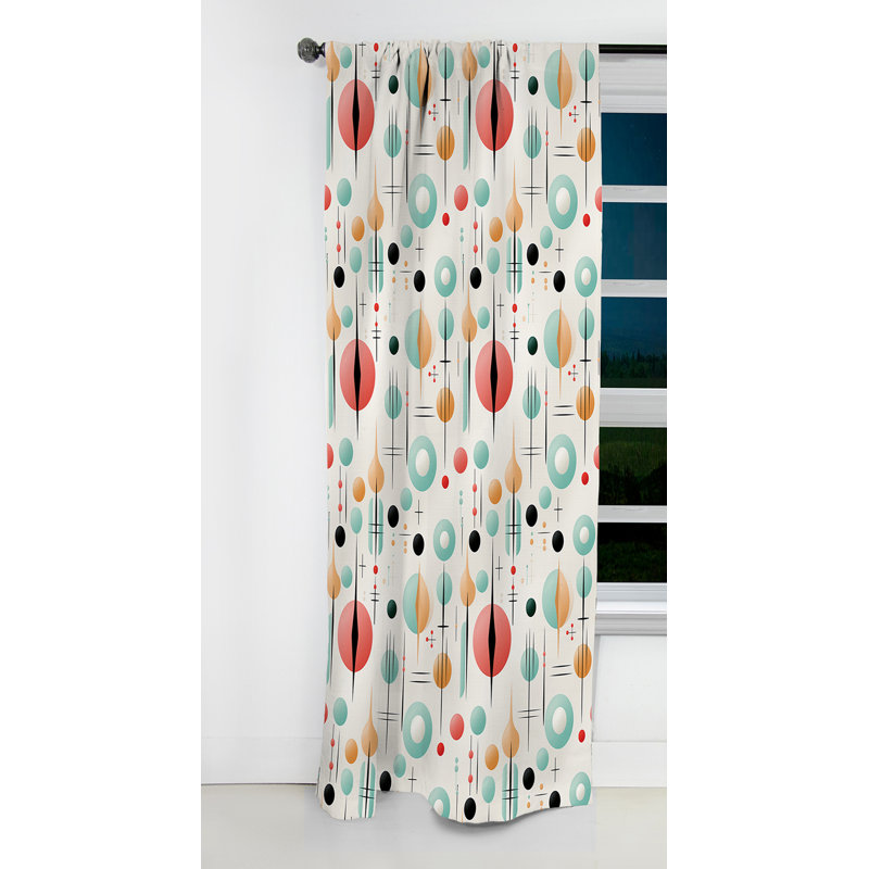 Pastel scandinave géométrique formes V - rideau occultant géométrique abstrait - 1 panneaux, L 52 po x L 120 po