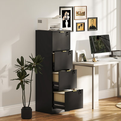 4 Drawer File Cabinet Fluted Vertical Filing Cabinet with Lock 