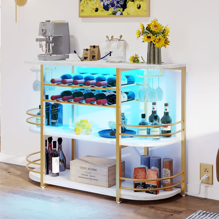 Bogosta 15.75'' Storage Cabinet Sideboard with Home Wine Bar & Charging Station & Glass Door