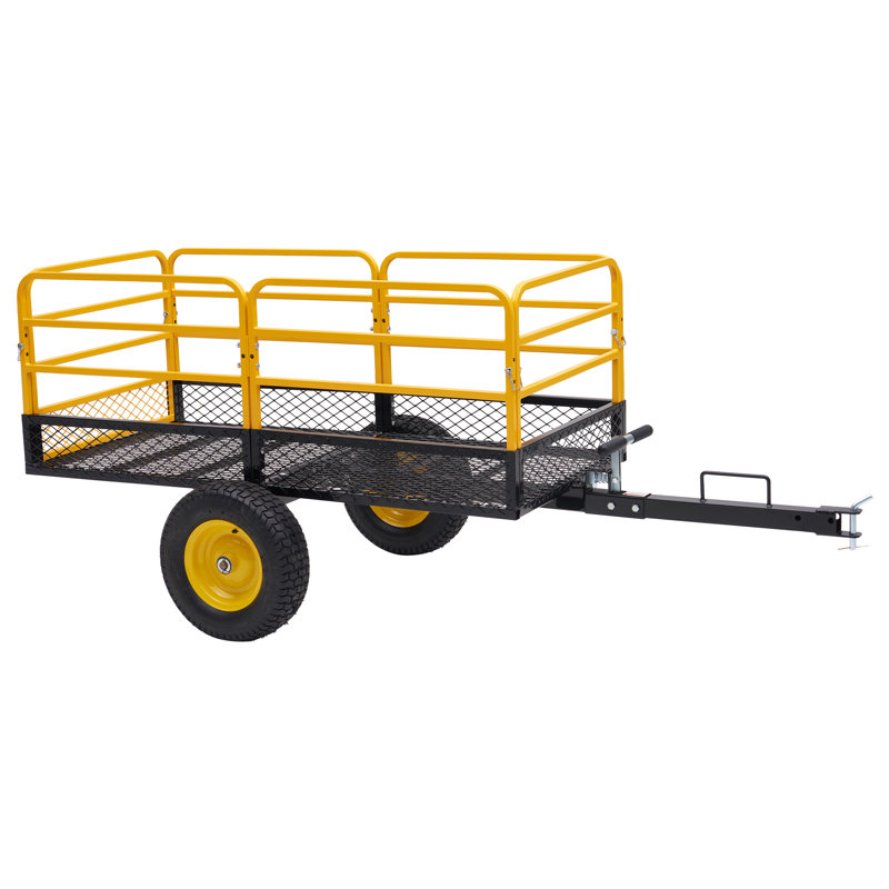 Remorque utilitaire de jardin robuste AMERLIFE, remorque de remorquage de VTT de 1 500 lb 20 pi cu UTV avec chariot de basculement avec côtés amovibles et poignée pratique, chariot de tondeuse à gazon pour tracteur