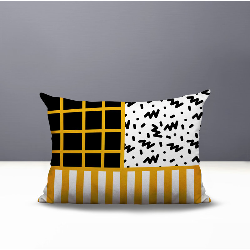 Oreiller rectangulaire réversible intérieur / extérieur Froza, Jaune, Rectangulaire H 14 po x l 20 po