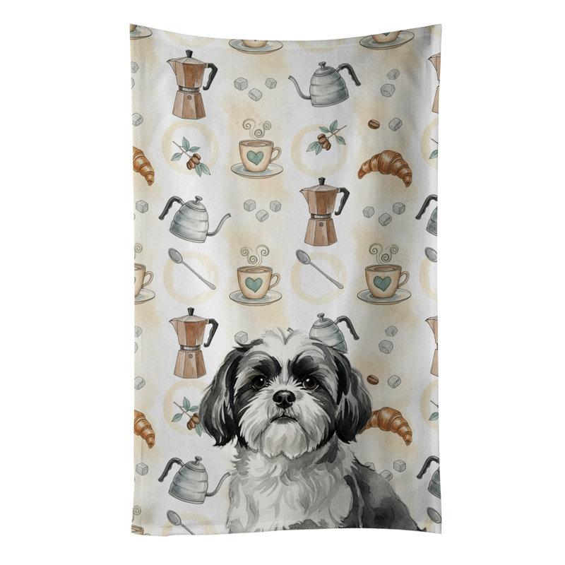 Serviette de cuisine Coffee Bar, Shih Tzu noir et blanc
