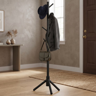 Portemanteau autoportant réglable de haute qualité avec base robuste pour l'entrée, porte-manteau de vestibule avec crochets multiples pour manteaux, chapeaux, foulards et sacs à main