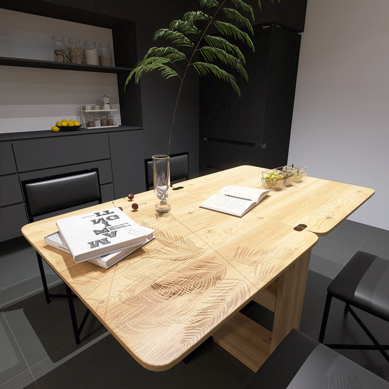 Ensemble de salle à manger 5 pièces carré pliable avec support de rangement et 4 chaises de salle à manger rembourrées en similicuir