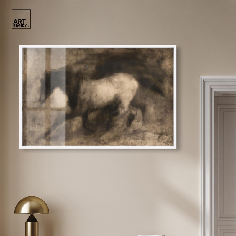 «Dark Horse Shadowbox», reproduction d'art de ferme par Art Remedy, H 31 po x l 46 po, Blanc