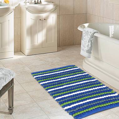  Color&Geometry White Bathroom Rugs - Absorbent, Non