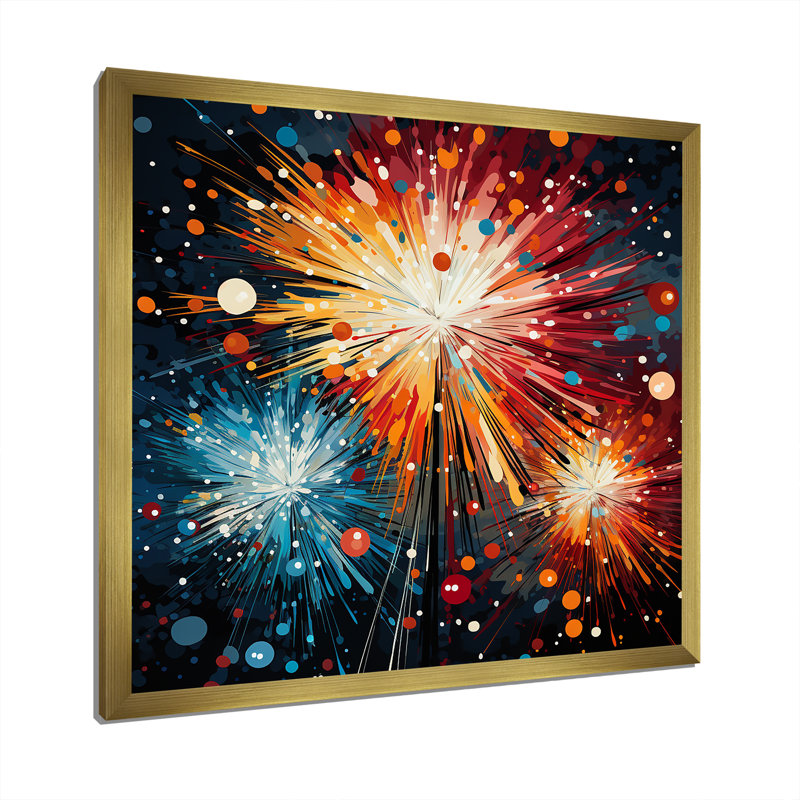 Feux d'artifice colorés symphonie II - art mural, H 36 po x l 36 po x P 1,5 po, Cadre doré simple