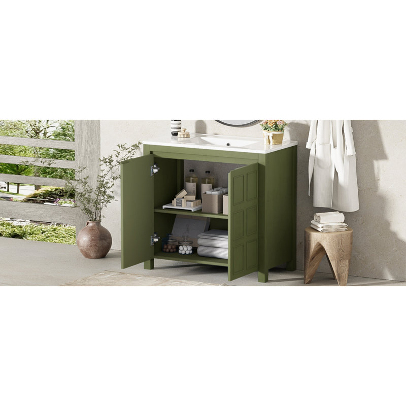 Organisateur de meuble-lavabo de salle de bain avec lavabo en céramique, ensemble d'armoire de rangement, meuble-lavabo de salle de bain