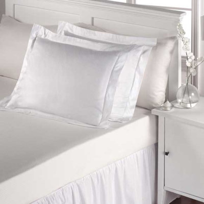 Rifz T-300 Microcheck White Blended Sheetings 6 Piece Cotton Blend Fitted Sheet