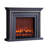 Gray Solid Wood Electric Fireplace