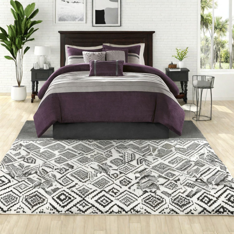 Ensemble de literie luxueux en faux suède mauve, matériau de polyester confortable pour l'élégance de la maison