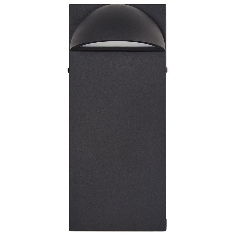 SAJUR Matte Black 28cm H Integrated LED Frosted Glass Outdoor Armed Sconce