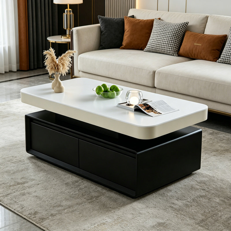 Riser, H 17,71 po x L 51,18 po x l 27,55 po, Blanc/Noir