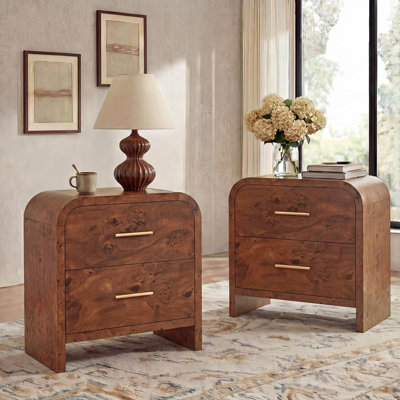 Table de chevet 2 tiroirs - Rangement supplémentaire, ensemble de 2 pièces robustes
