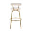 Tabouret de bar à hauteur fixe avec pivot en métal doré et velours crème - ensemble de 2