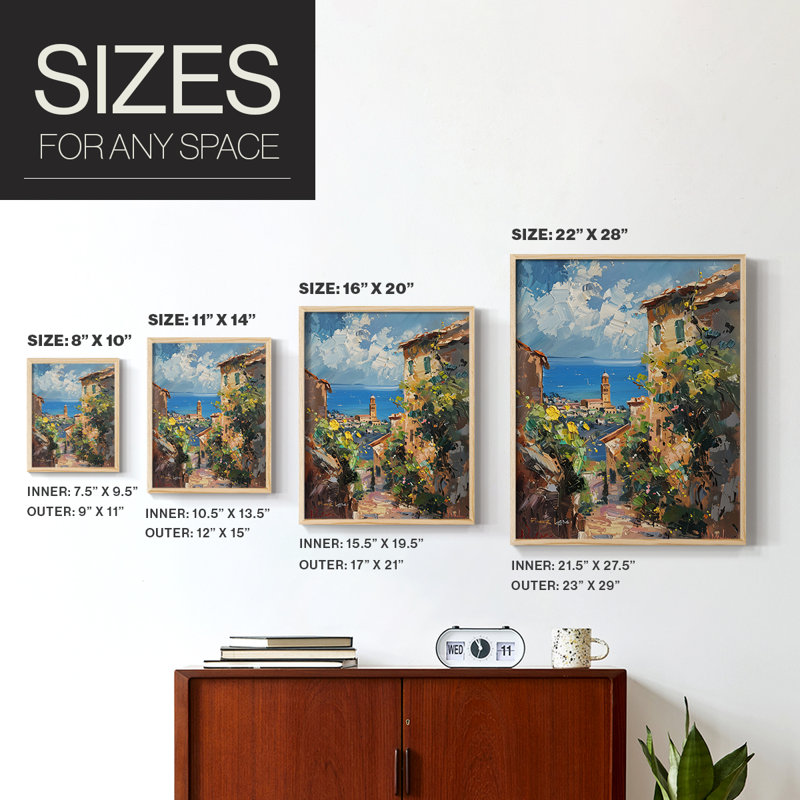 LANDSCAPES Series CCCLXXV Framed Print - Solid Wood, 11" H x 9" W, Natural