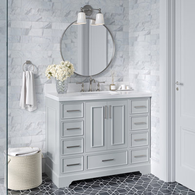 43'' Single Bathroom Vanity with White Quartz Top