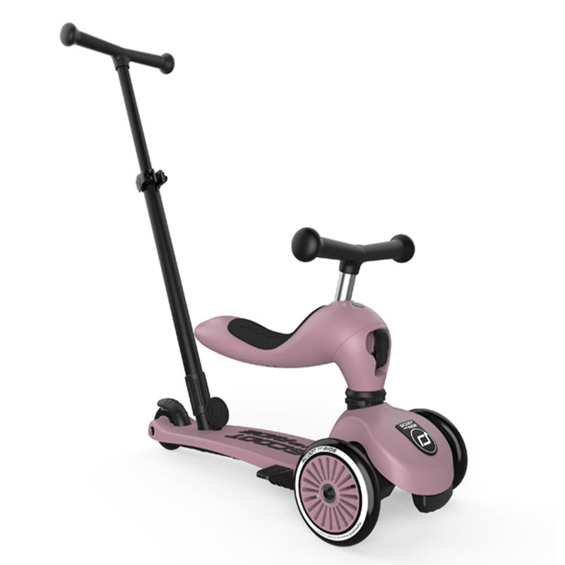 Scoot & Ride 2-in-1 Kids Scooter with Push Bar, Highwaykick 1 Push & Go, Wildberry