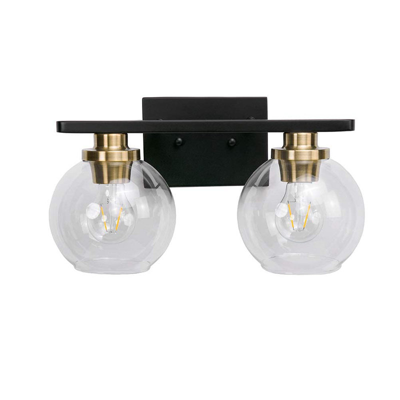 Ventana Dimmable Globe Bathroom Vanity Light, Black/Gold, 2