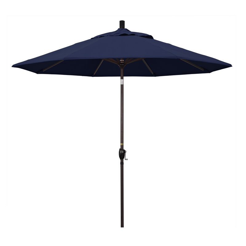 Parasol de marché 9 pi Wallach, Rayure Cabana bleu marine / blanche