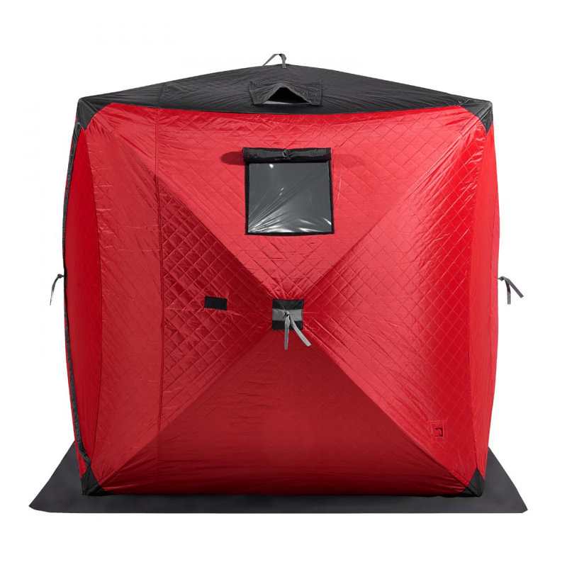 Tente de pêche portative Ourty, 4, H 78,75 po x l 70,80 po x P 70,80 po, Rouge / Noir