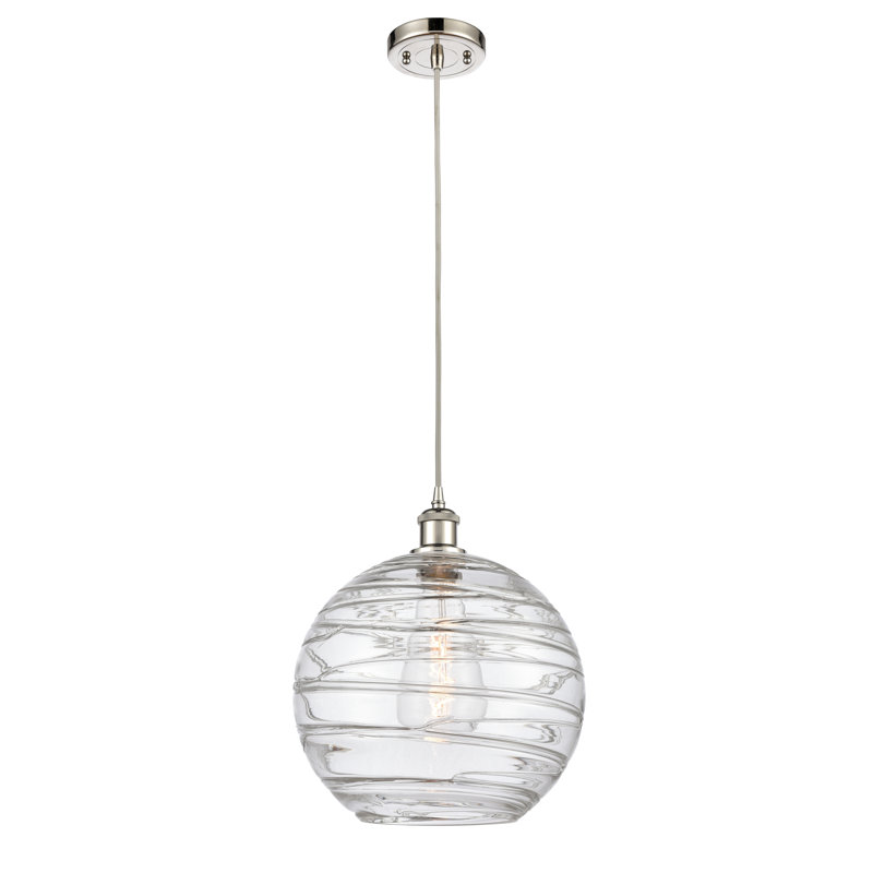 Luminaire suspendu en forme de globe à 1 lumière Mott, Nickel poli, Ampoule non incluse
