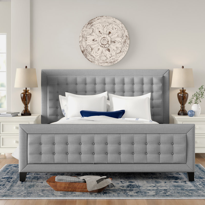 Kaster Upholstered Standard Bed, Queen, Pewter Grey Linen