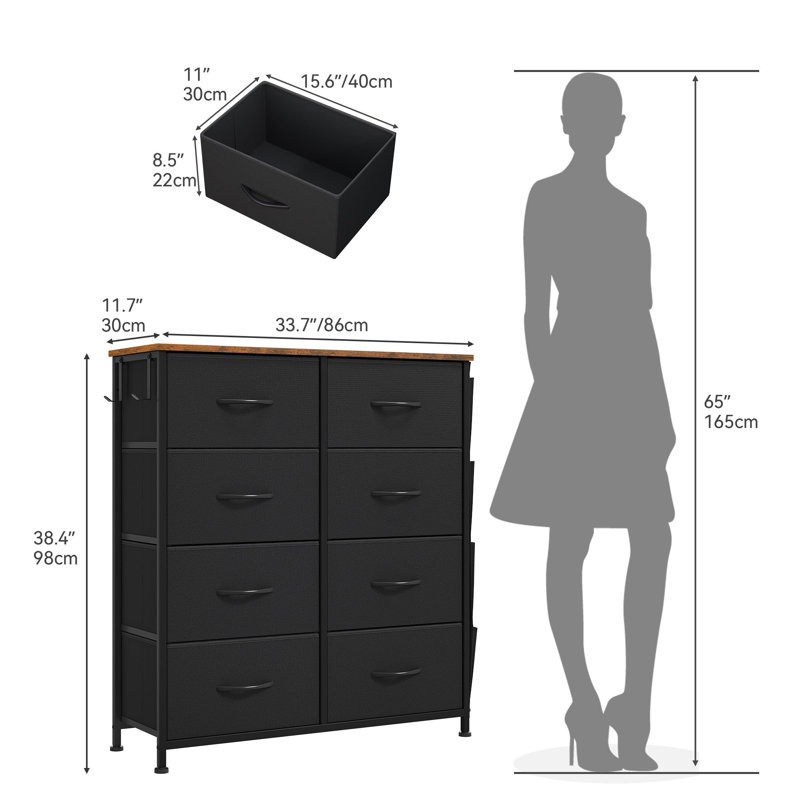 Arnaz Chest of 8 Drawers, Black