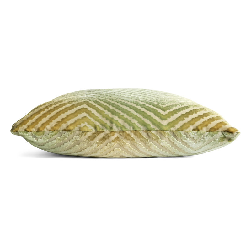 Chevron Velvet Pillow Cover & Insert, 20"H x 20"W, Scallion