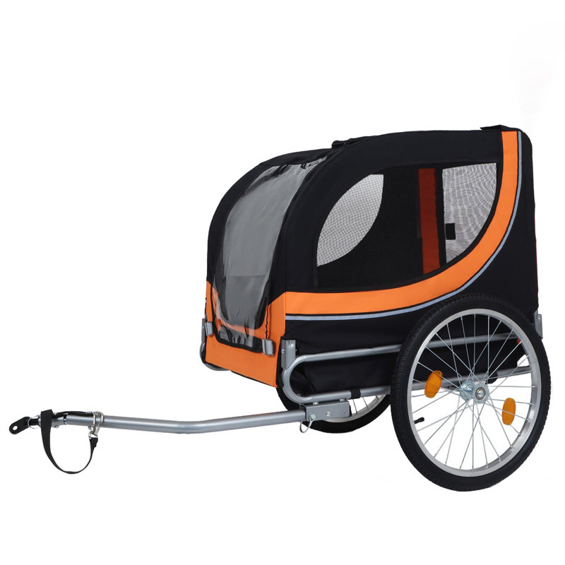 Grande remorque à vélo pliante pour chiens, Noir / Orange