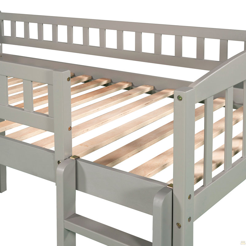 Lit mezzanine simple avec glissoire et échelle, Gris
