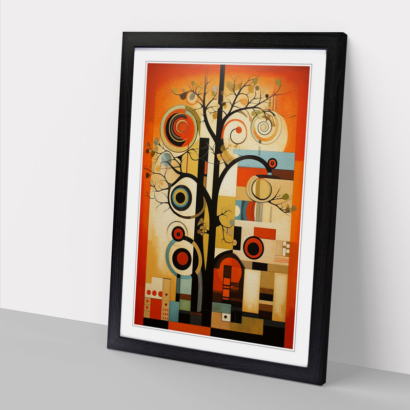 Oak Tree Constructivism No.4 - Single Picture Frame Print on Wood, Black, 34cm H x 25cm W x 2cm D