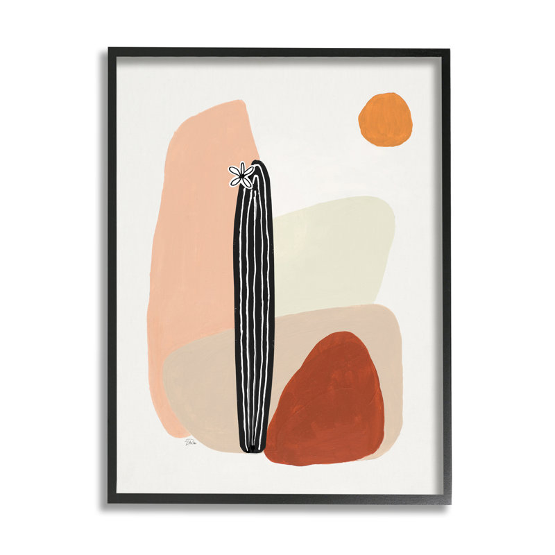 Fleur de cactus du désert brun en terre cuite, Giclée encadrée noir minuit, H 30 po x l 24 po